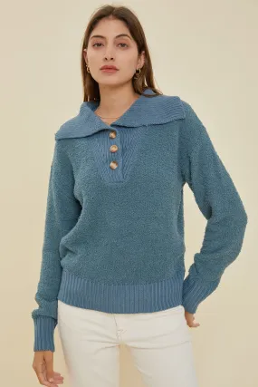 Seafoam Button Cozy Sweater