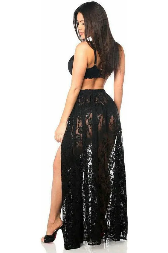 Sheer Black Lace Skirt