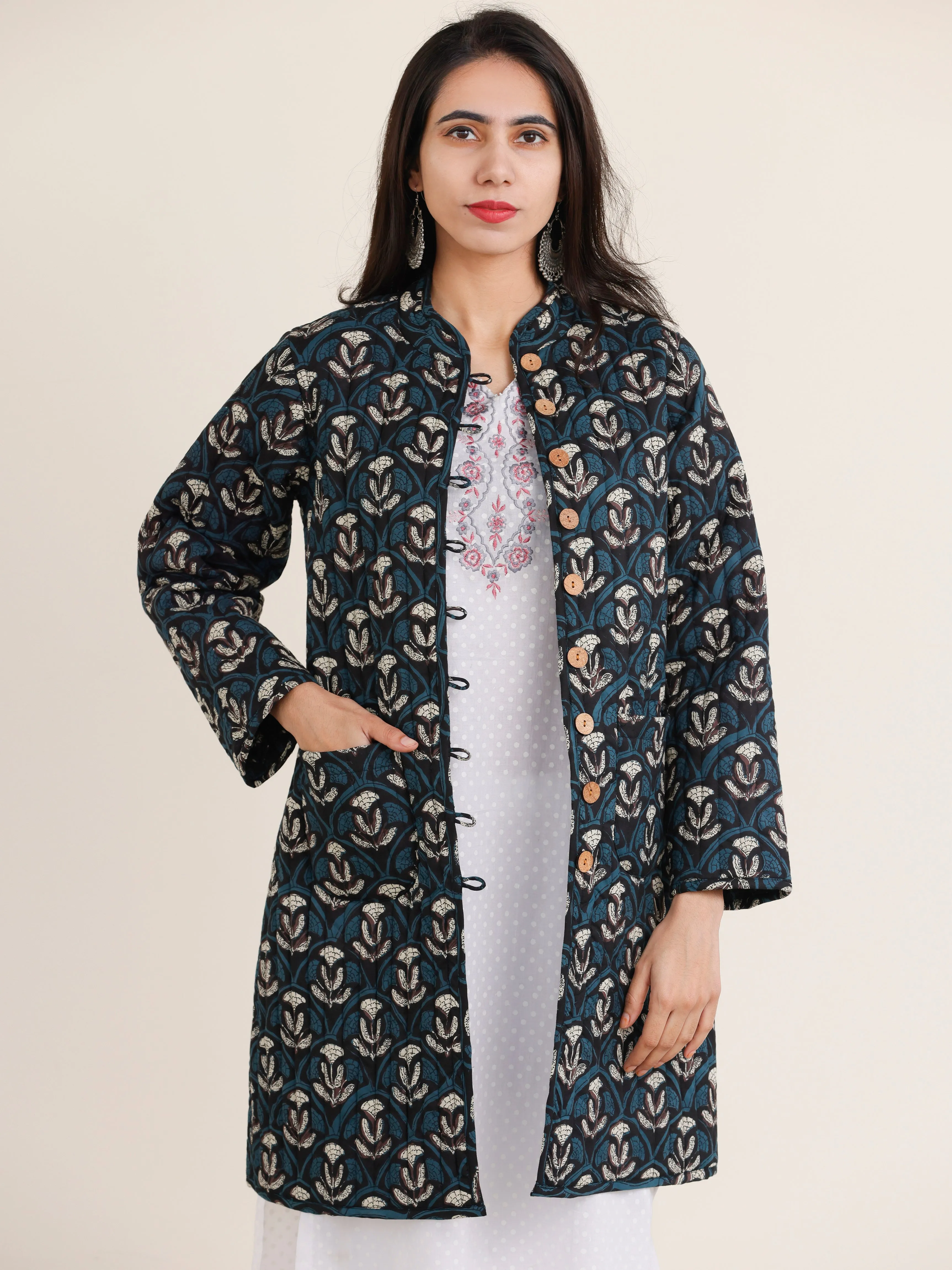 Shishir Jiyana Ajrakh Quilted Reversible Jacket