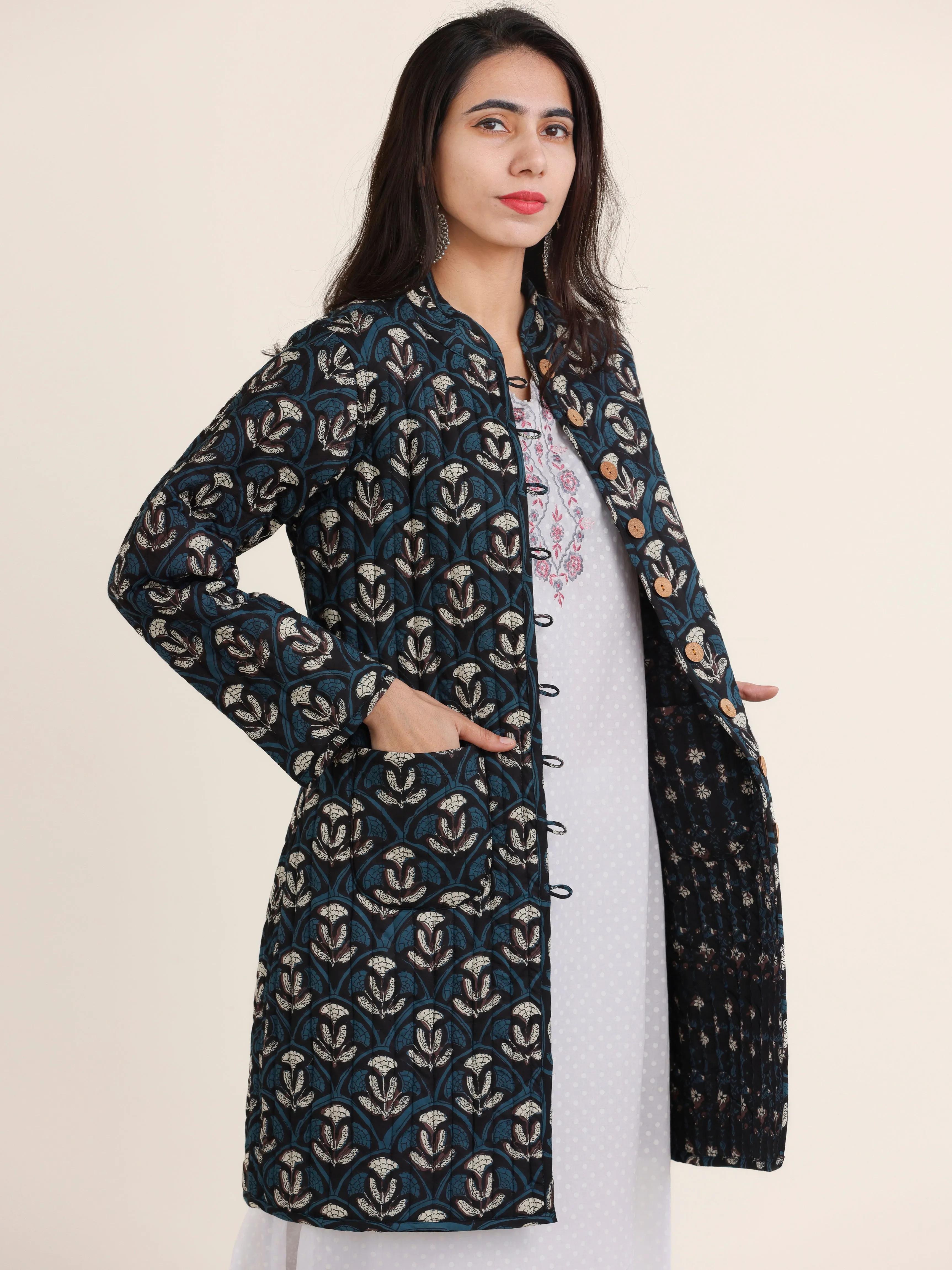 Shishir Jiyana Ajrakh Quilted Reversible Jacket