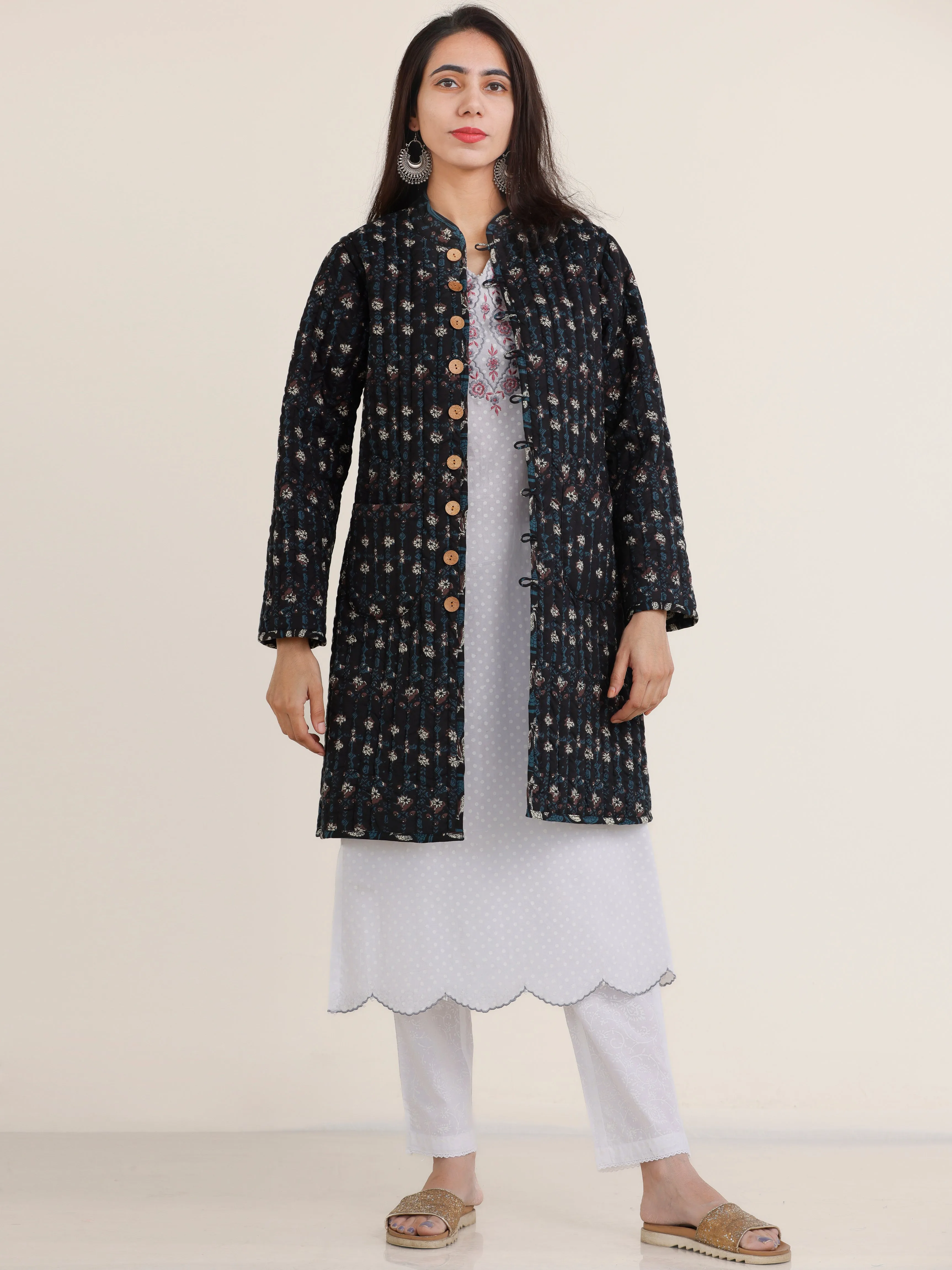 Shishir Jiyana Ajrakh Quilted Reversible Jacket