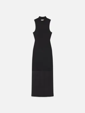 Sleeveless Mesh Mock Neck Dress -- Black