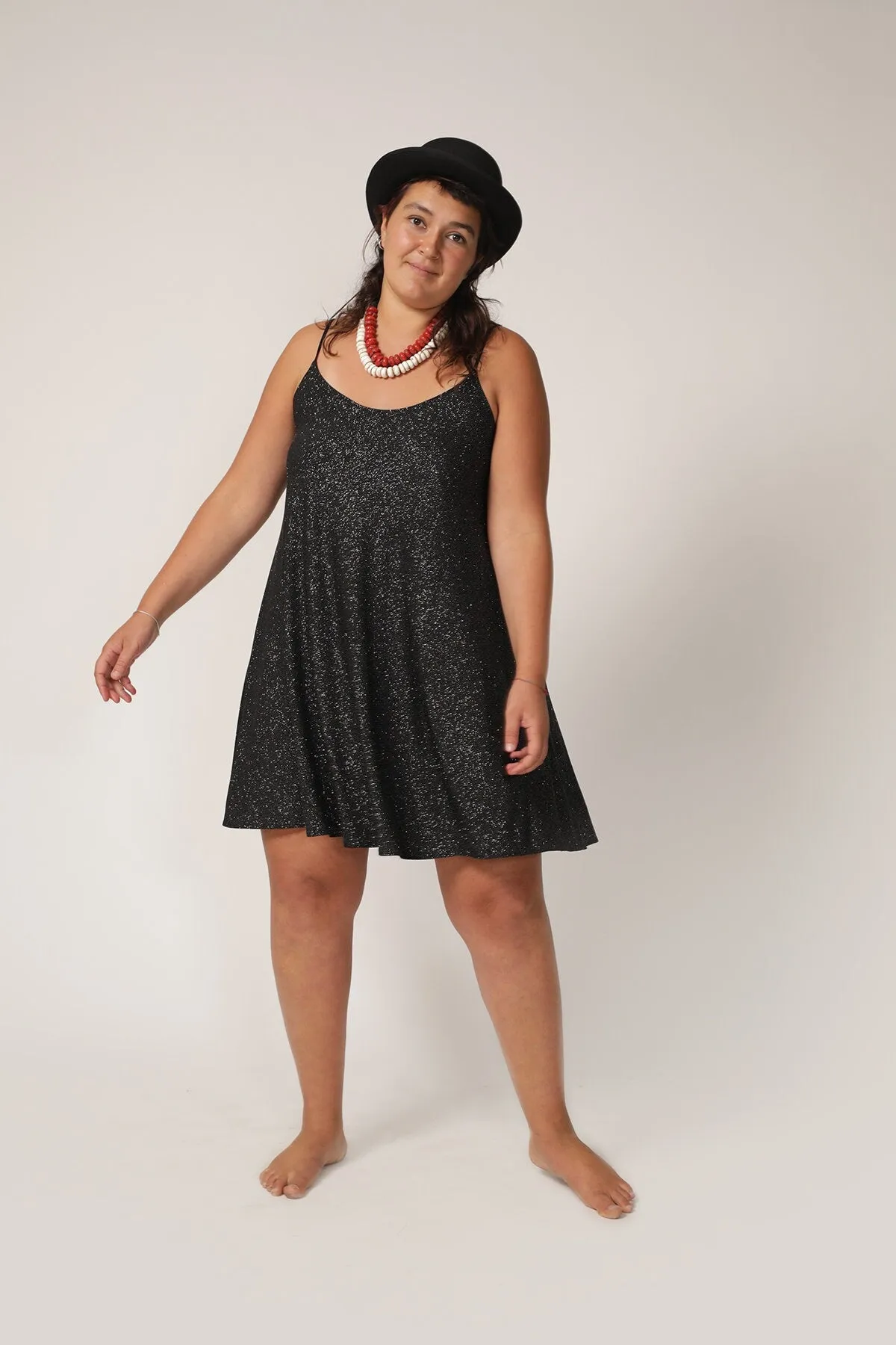 Sparkly Black Tank Mini Dress