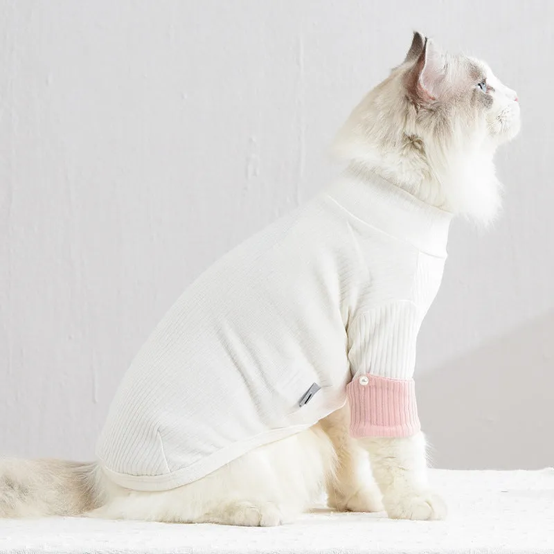 Spring and Autumn Contrast Color Sweater Pet Clothing Cat Clothes