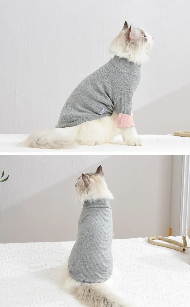 Spring and Autumn Contrast Color Sweater Pet Clothing Cat Clothes