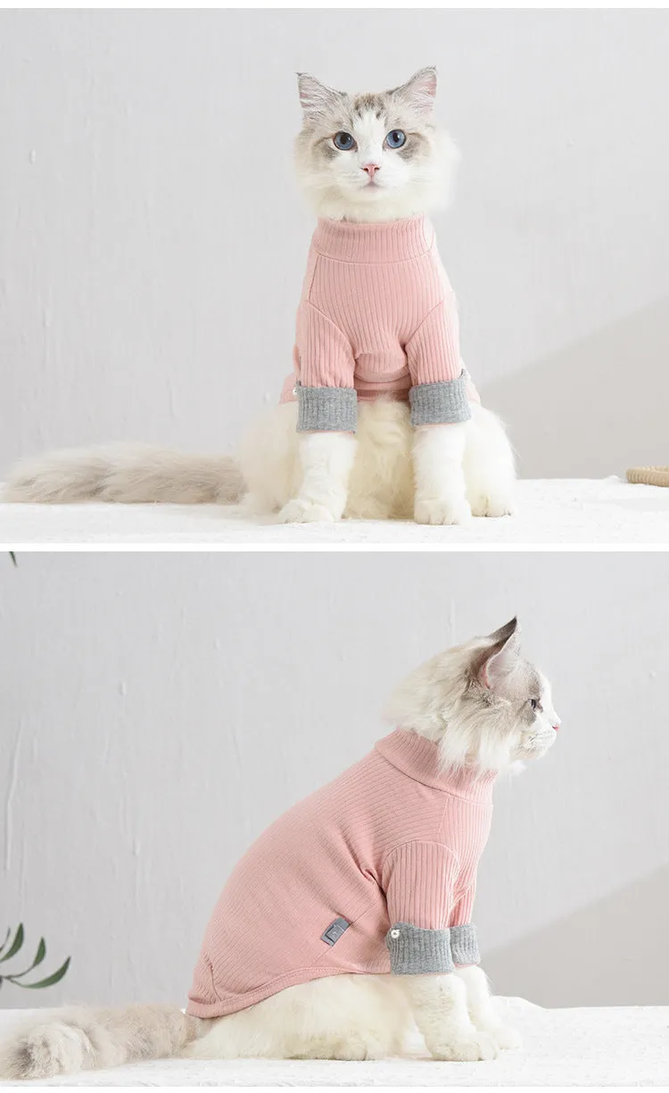 Spring and Autumn Contrast Color Sweater Pet Clothing Cat Clothes