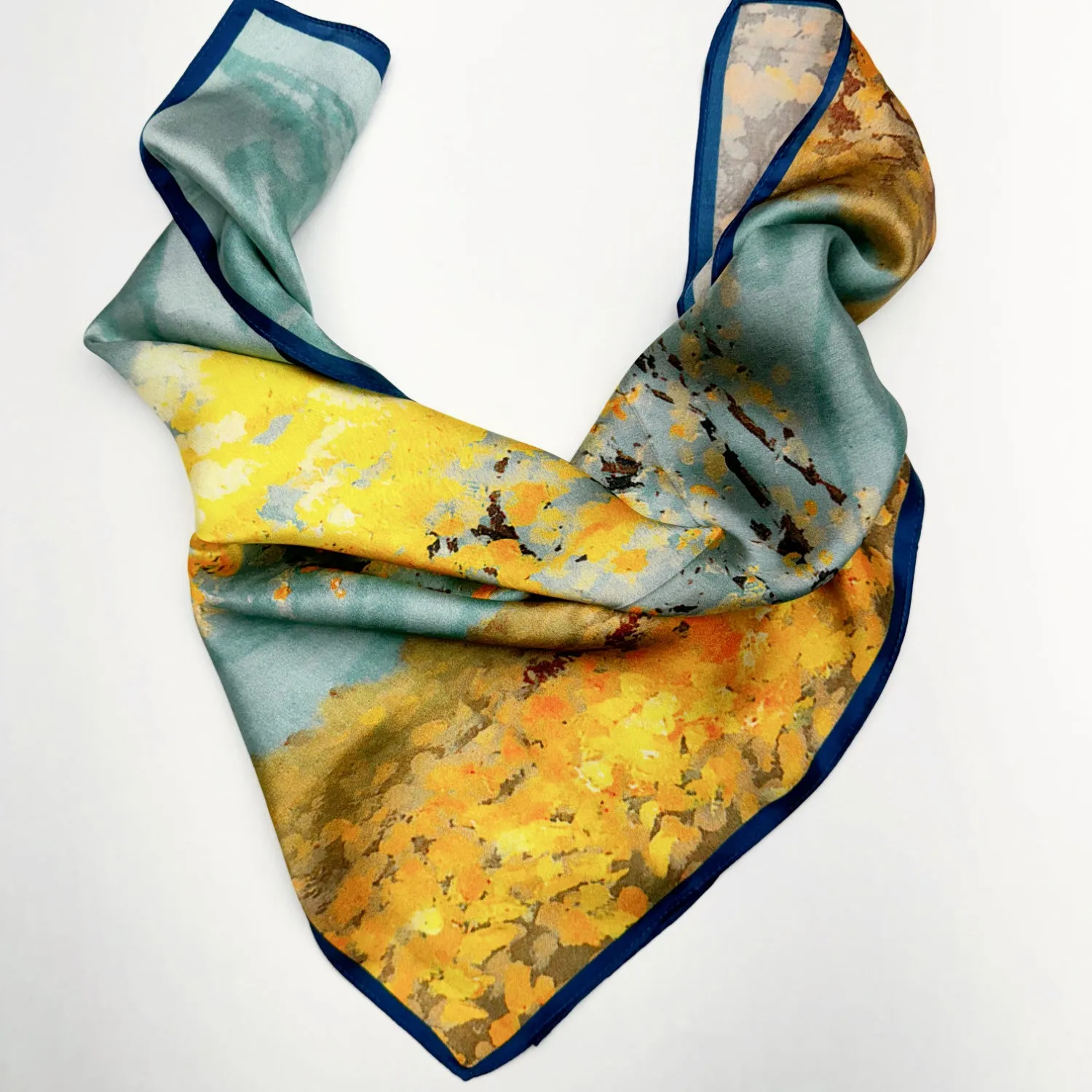 Square Silk Scarf | Pure Silk Bandana Neck Wrap in Vintage Mint Blue