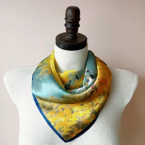 Square Silk Scarf | Pure Silk Bandana Neck Wrap in Vintage Mint Blue