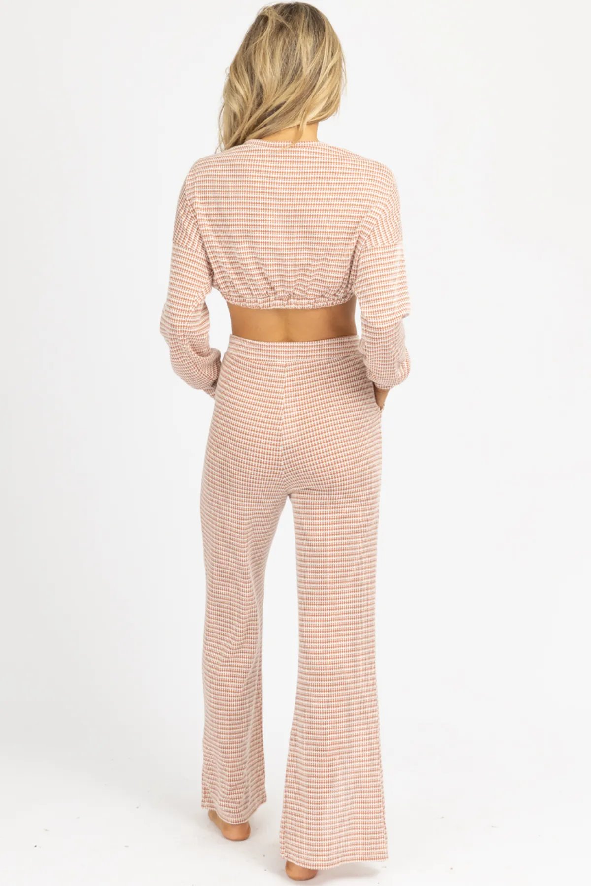 TERRACOTTA TIE CROP   FRONT SLIT PANT SET