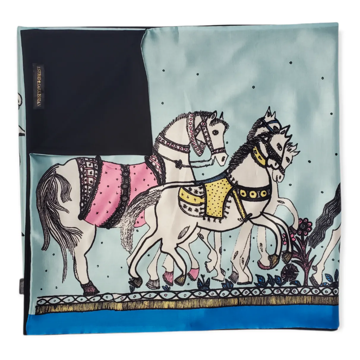 The Karabakh Horse Silk Scarf Blue