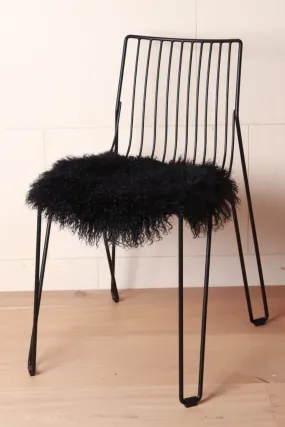 Tibetan Lamb Fur Seat Warmer Black 40cm Dia