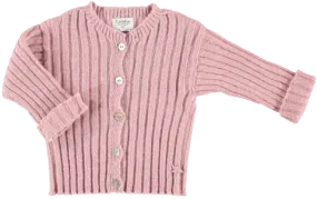 TOCOTO VINTAGE PINK RIBBED KNIT CARDIGAN