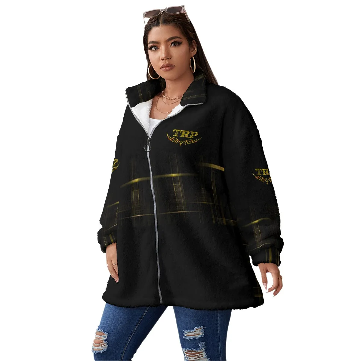 TRP Matrix 01 Ladies Designer Full Zip Plus Size Teddy Coat