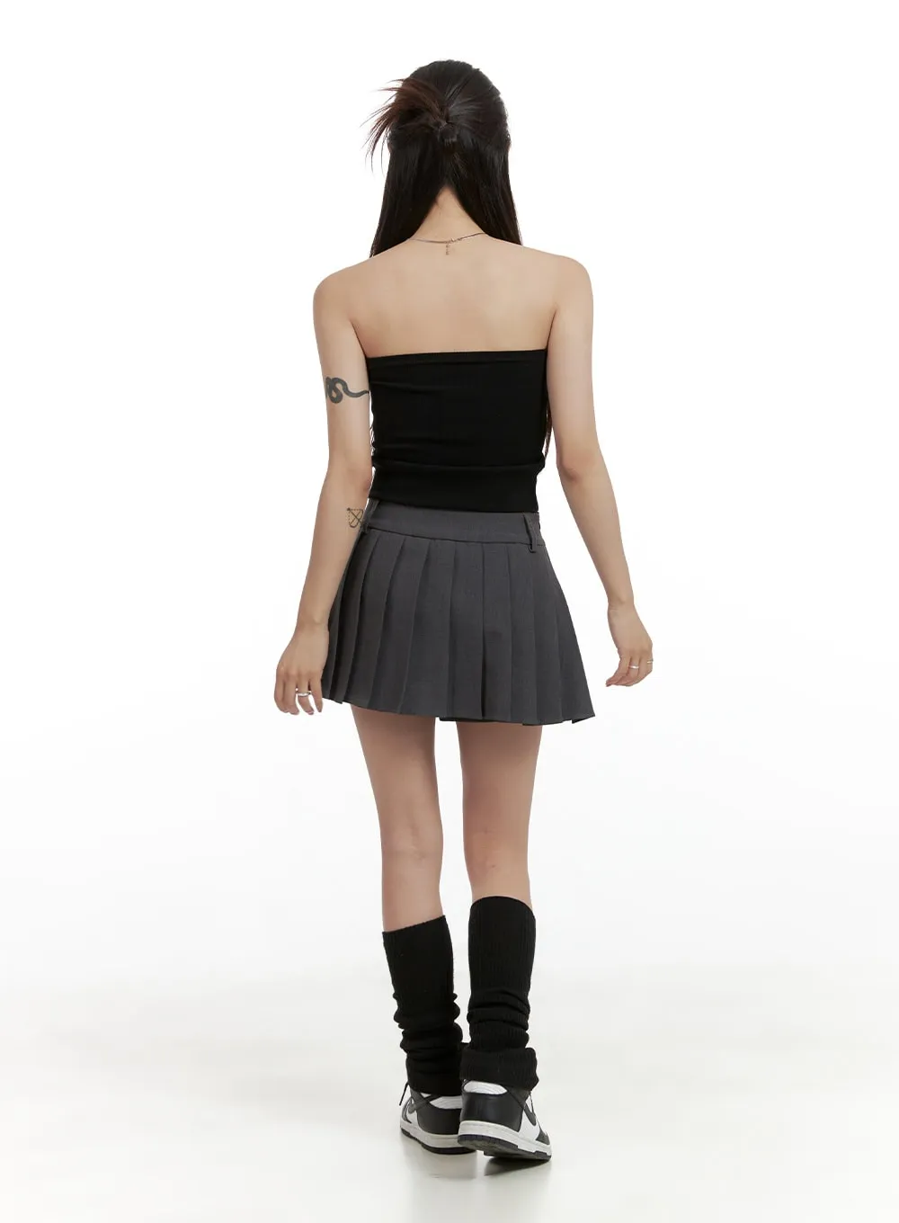 Unbalanced Pleated Mini Skirt CL424