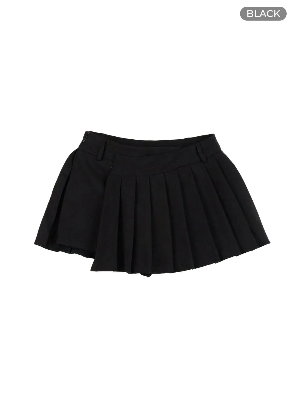 Unbalanced Pleated Mini Skirt CL424