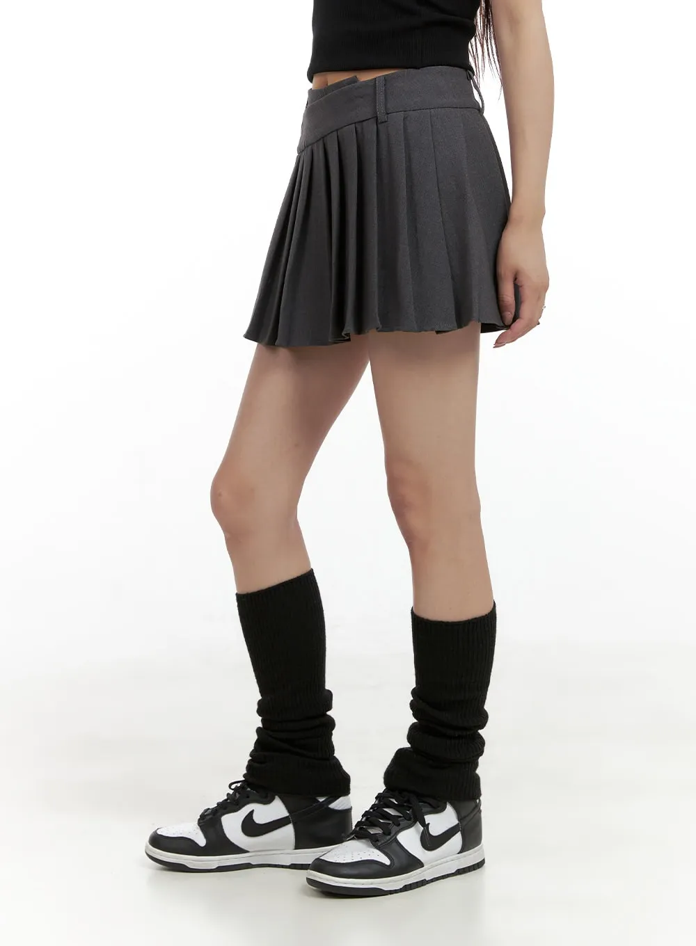 Unbalanced Pleated Mini Skirt CL424