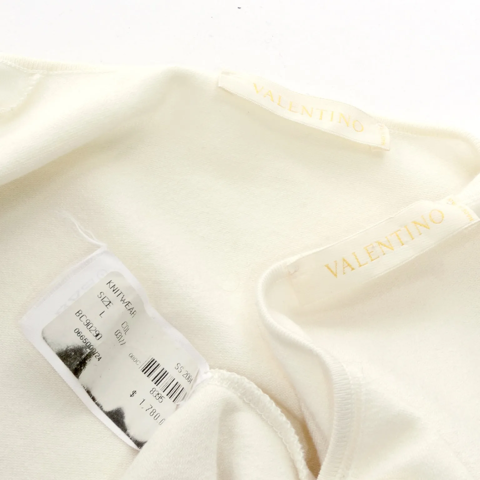 Valentino S/S 2004 Ivory Sweater and Camisole Set M/L w $1780 Tag