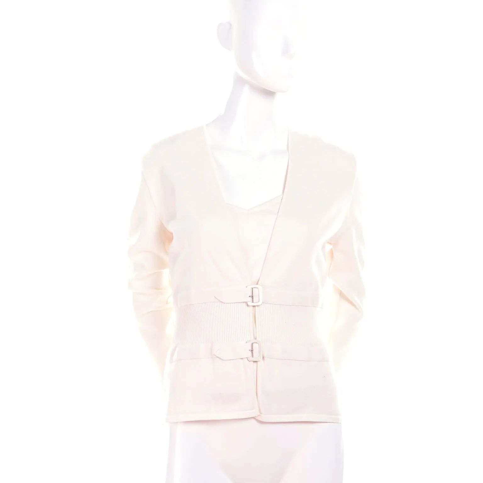 Valentino S/S 2004 Ivory Sweater and Camisole Set M/L w $1780 Tag