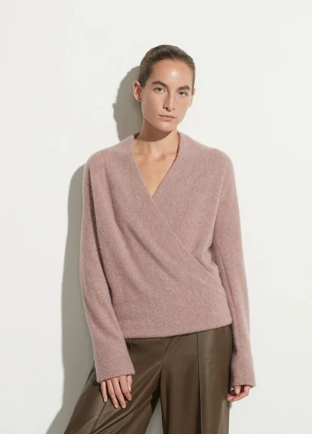 Vince - Wrap Front Pullover in Pink Shell