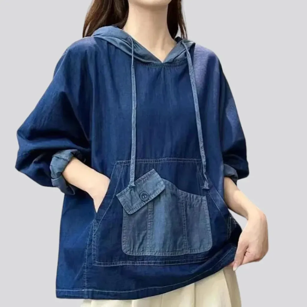 Vintage hooded women's denim jacket