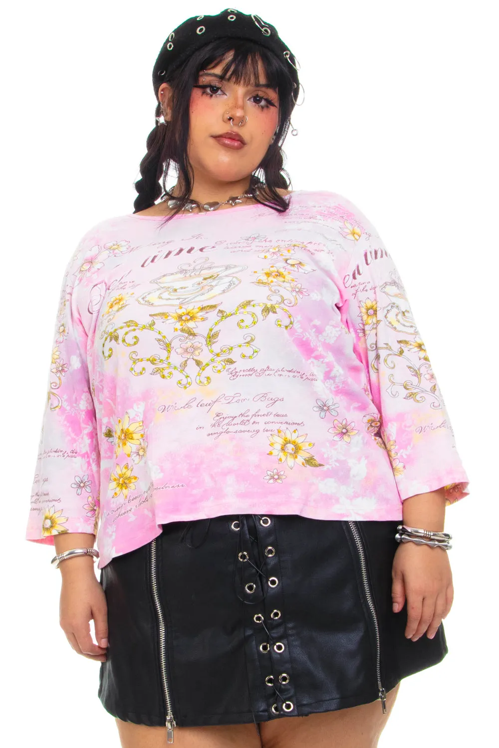 Vintage Y2K Tea Time Pink Long-Sleeve - XL/2X/3X