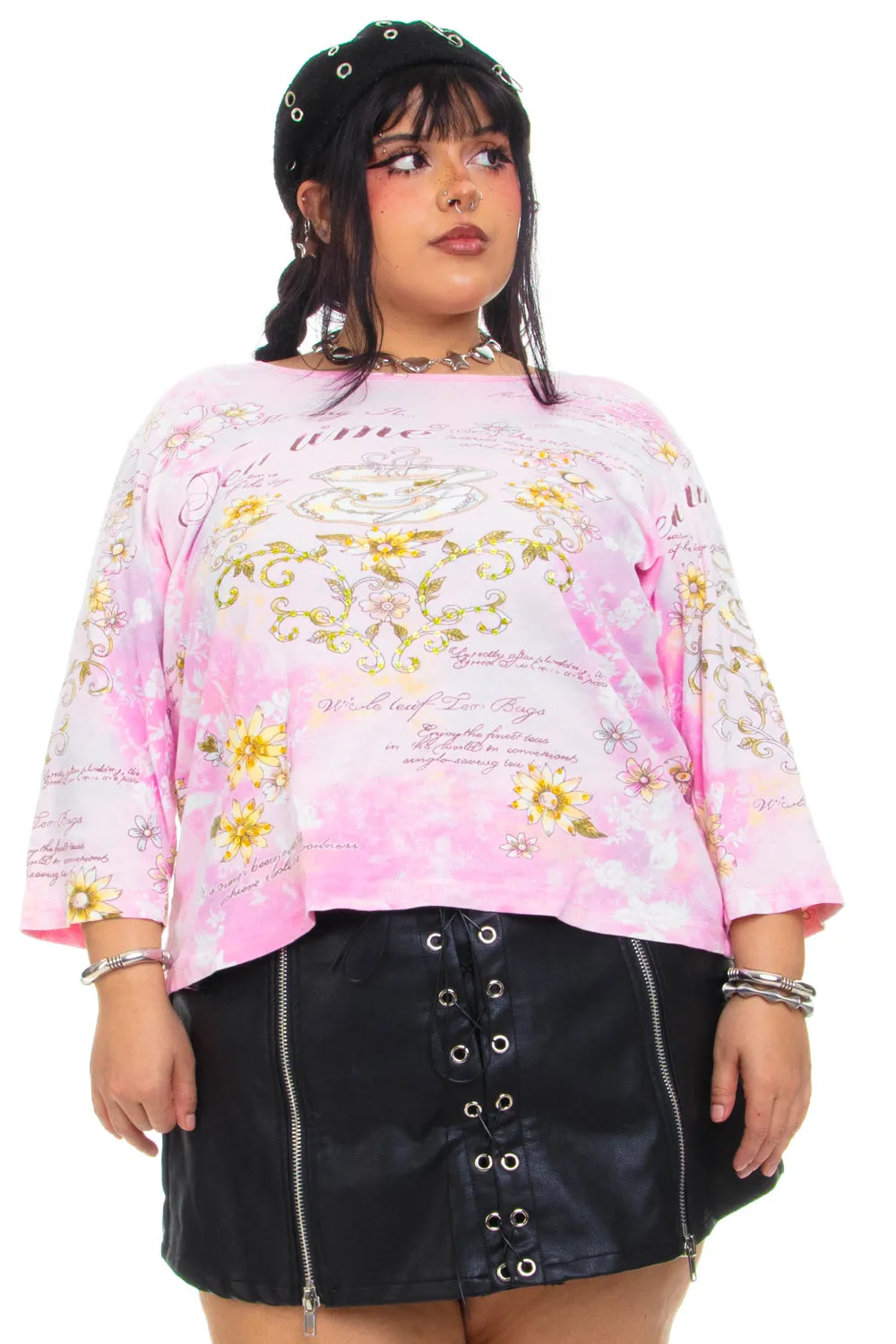 Vintage Y2K Tea Time Pink Long-Sleeve - XL/2X/3X