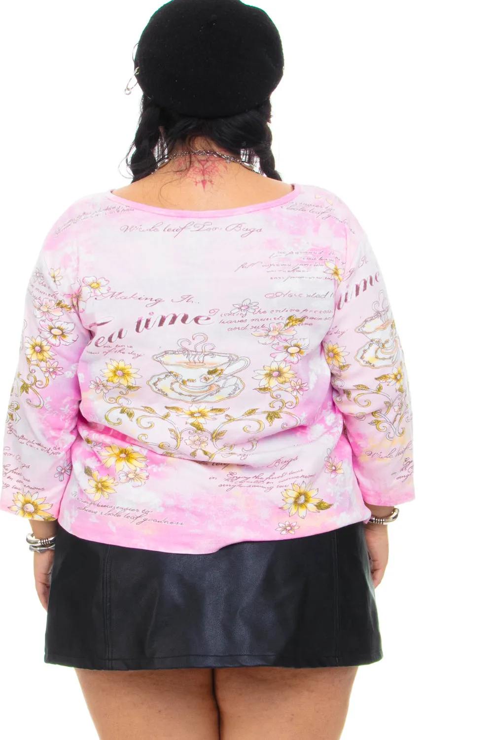 Vintage Y2K Tea Time Pink Long-Sleeve - XL/2X/3X