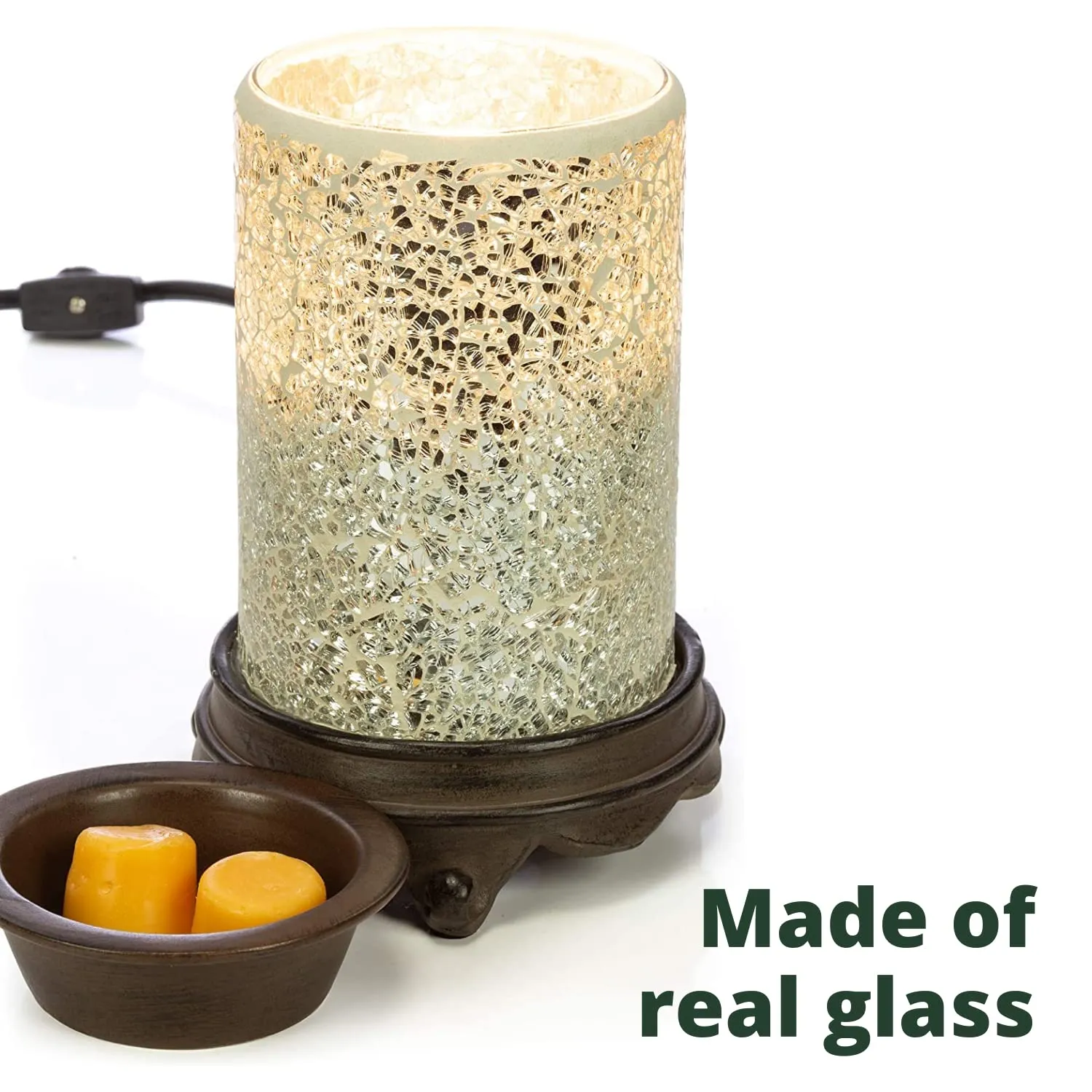 Vp Home Mosaic Glass Fragrance Warmer (Sapphire And Gold)