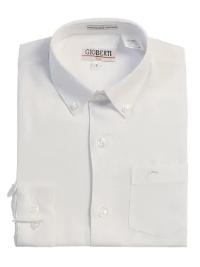 White Boys Long Sleeve Oxford Button Down Dress Shirt