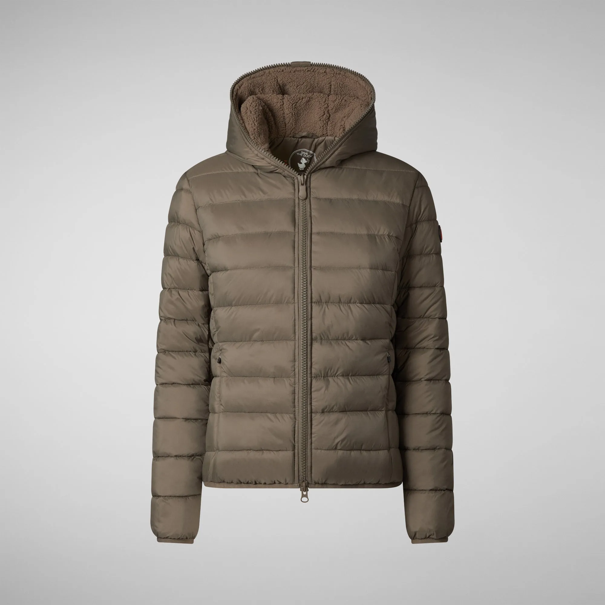 Women's  animal free Puffer jacket Ethel in mud grey