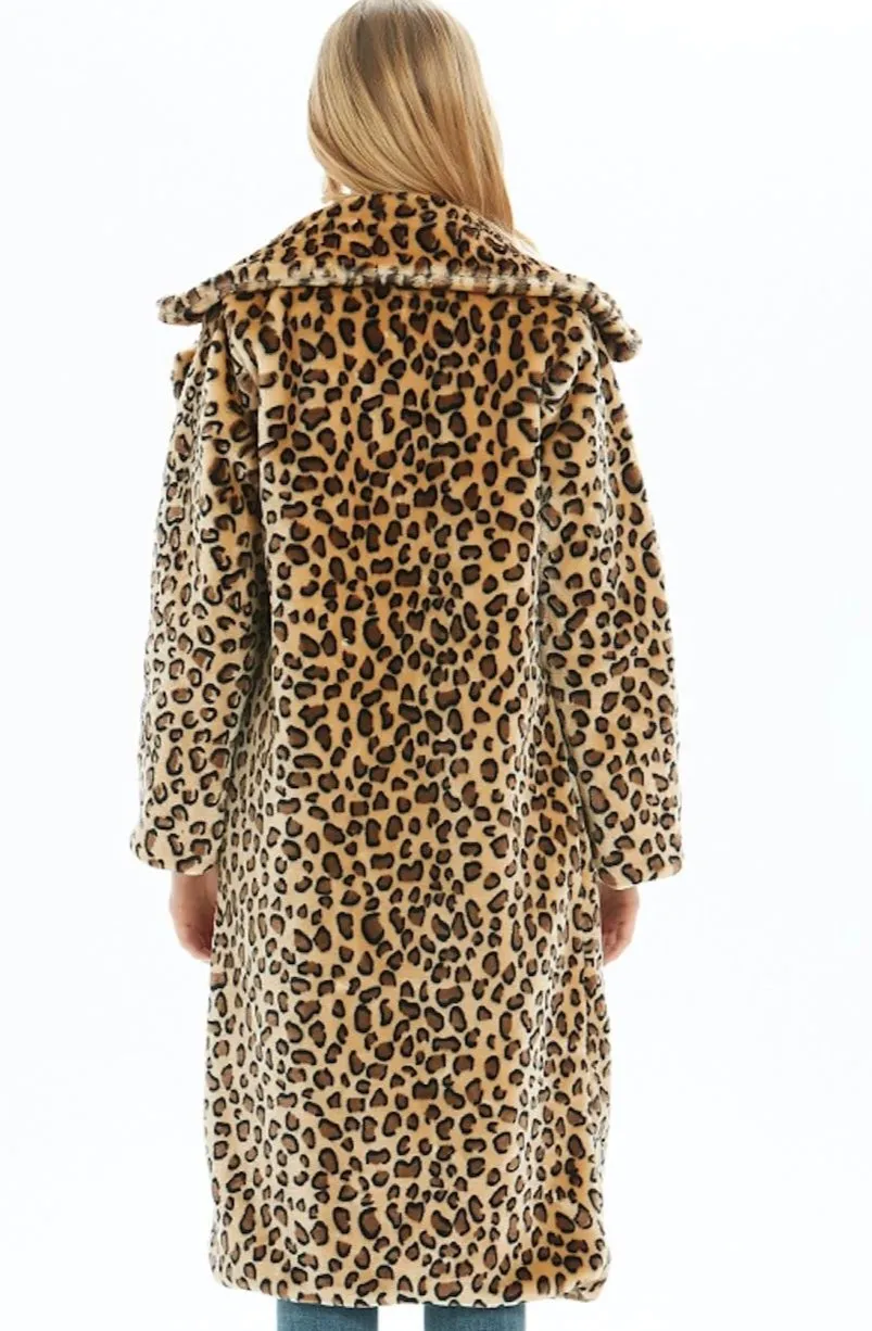 Womens Leopard Print Overcoat