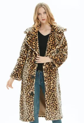 Womens Leopard Print Overcoat