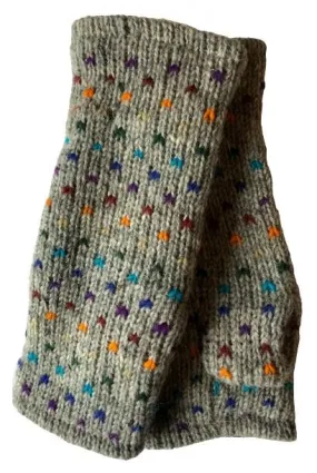 Wool Knit Fleece Lined  Wrist Warmers - Tik Tik Grey