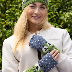 Wool  Sheep Handwarmers - Blue and Green